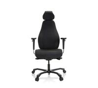 HJH Office 608917 Poltrona professionale RESISTIO XXL in tessuto nero, ergonomica, caricabile fino a 200 kg, utilizzabile 24 ore su 24, nera