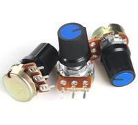 Resistore regolabile, 5 set da 15 mm WH148 potenziometro lineare a 3 pin Kit potenziometri 1K 2K 5K 10K 20K 50K 100K 250K 1M con cappuccio manopola AG3 blu(500K Ohm)