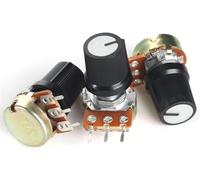 Resistore regolabile, kit di 5 potenziometri WH148 da 1K, 2K, 5K, 10K, 20K, 50K, 100K, 250K, 1M con manopola AG3 bianca, potenziometro lineare a 3 pin da 15 mm(1K Ohm)