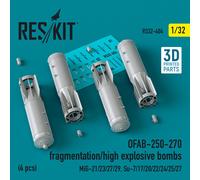 ResKit RS32-0404 OFAB-250-270 Bombe Frammentazione/HE 1:32 Kit Resina 4 Pezzi