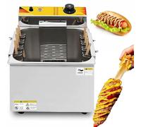 RESKIU Friggitrice commerciale, friggitrice automatica per formaggio, salsicce, salsicce, griglia, friggitrice elettrica di grande capacità da 12 litri con temperatura regolabile da 50 a 200 ℃