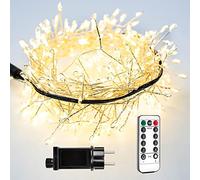 RESNICE 10m 300 LED Luci a Grappolo Bianco Caldo, Filo d'Argento con Telecomando, Luci di Natale per Albero, Interni ed Esterni, Giardino, Camera da Letto, Patio