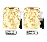 RESNICE 30m Plug in Catena Luminosa Bianco Caldo 300 LED Stringa Luminosa per Interni in Rame con Telecomando per Albero di Natale, Patio, Cortile, Portico,Festa di Nozze (Confezione da 2)