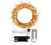 RESNICE 6m 200 LED luci a grappolo bianco caldo, con filo di rame e telecomando, luci per albero di Natale, per interni ed esterni, giardino, camera da letto, terrazza.