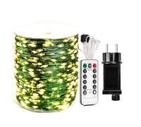 RESNICE Catena Luminosa 60m 600 LED per Esterni, Filo Verde, Bianco Caldo, Impermeabile con Telecomando, Luci Decorative Plug-in per Albero di Natale, Patio, Giardino, Cortile, Matrimonio