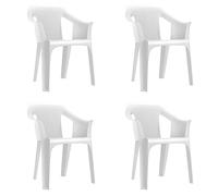 RESOL Cool Set 4 Sedie da Giardino con Bracciolo Impilabile | Terrazza, Patio, Esterno, Sala da Pranzo, Riunioni | Design Moderno Leggero e Resistente Filtro UV - Colore Bianco