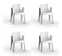 resol grupo Garbar Play Set 4 Sedia con Braccioli Esterno | Giardino, terrazza, Balcone, Picnic, Campeggio, Catering, Eventi, riunioni | Design, Leggero, impilabile | Bianco