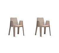 resol grupo Play - Sedia con braccioli in plastica per Giardino Esterno terrazzo, Set da 2 Pezzi, Sabbia