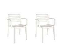 resol grupo Wind Sedia Interna, Esterna | Giardino, terrazza, Balcone, Soggiorno, Cucina, Sala da Pranzo | Design, Leggero, impilabile, Bianco, Set de 2 unidades