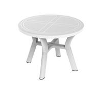 RESOL - Tavolo da giardino per sala da pranzo all'aperto rotondo, diametro 100 cm, con foro per ombrellone, protezione UV per patio o balcone, facile manutenzione, colore: bianco