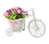 RESOYE Fiore artificiale viola con bicicletta nostalgica da giardino, mini cestino di fiori da bicicletta, fiori finti in vaso per la decorazione di casa e matrimonio