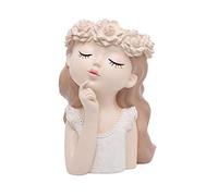 RESOYE Vaso di piante grasse da ragazza del fumetto, vaso di fiori a forma di testa con foro di drenaggio resina Statua vaso da fiori per tavolo Home Decor