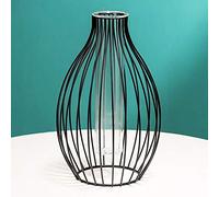 RESOYE Vaso in vetro da tavolo con telaio in metallo nero, 24 cm, moderno, cavo, geometrico, vaso decorativo idroponico, per casa, matrimonio, decorazione per la casa