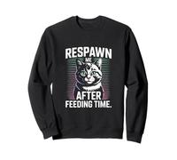 Respawn Me After Feeding Time Cat Retro Felpa