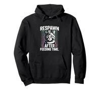 Respawn Me After Feeding Time Cat Retro Felpa con Cappuccio