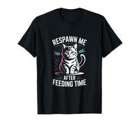 Respawn Me After Feeding Time Cat Retro Maglietta
