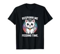 Respawn Me After Feeding Time Cat Retro Maglietta