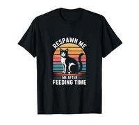 Respawn Me After Feeding Time Cat Retro Maglietta