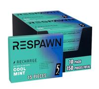 RESPAWN Sugar Free Focus - Gomma da masticare, 15 bastoncini (confezione da 10) - per gamer - Cool Menta