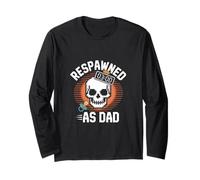 Respawned As Dad Funny Skull Design Parenting Dad Dad d Maglia a Manica