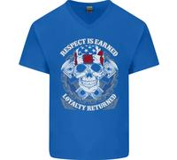 Respect Earned Motocicletta Motociclista Uomo Scollo A V Cotone T-Shirt