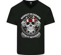 Respect Earned Motocicletta Motociclista Uomo Scollo A V Cotone T-Shirt