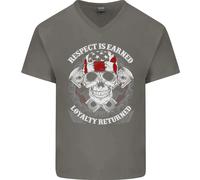 Respect Earned Motocicletta Motociclista Uomo Scollo A V Cotone T-Shirt