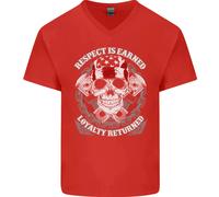Respect Earned Motocicletta Motociclista Uomo Scollo A V Cotone T-Shirt