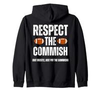 Respect The Commish Funny Fantasy Football Commissioner Felpa con Cappuccio