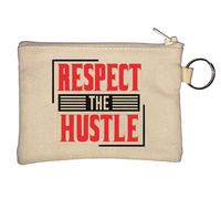 Respect The Hustle - Portamonete con portachiavi, colore: Beige