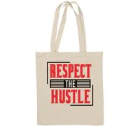 Respect The Hustle Red Graphic Natural Cotton Tote Bag Bianco