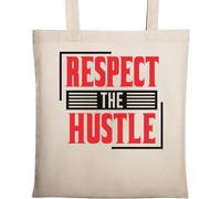 Respect The Hustle Red Graphic Natural Ecological Cotton Tote Bag Beige