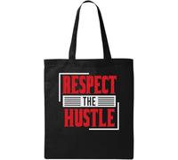 Respect The Hustle Red Graphic Natural Ecological Cotton Tote Bag Nero, Nero , Taglia unica