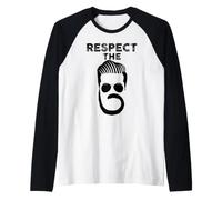 Respect The Monkey Tail Beard Lovers Barber's Gifts - Nero Maglia con Maniche Raglan