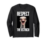 Respect The Ostrich Funny Animal Lover Safari Zookeeper Meme Maglia a Manica
