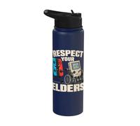 Respect Your Elders Funny 80s Gaming Controller Retro Gamer Stainless Steel Insulated Water Bottle