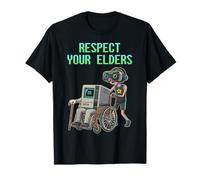 Respect Your Elders Retro Computer Gamer Boy Funny VR Gaming Maglietta