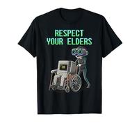 Respect Your Elders Retro Computer Gamer Girl Fun VR Gaming Maglietta