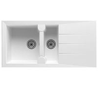 respekta ALINEO100X50W Lavello da Incasso, Pietra Granito, Bianco, 100 x 50 cm