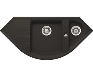 Respekta Atlanta Lavello, granito, 110,5x52 cm, 1,5 vasche, nero