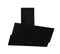 Respekta Cappa senza testa/Cappa inclinata di 90 cm/Alloggiamento in metallo con paralume in vetro nero/Funzione di scarico e ricircolo / CH66038-90SAM / A / 54 - 67,5 dB
