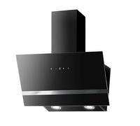 Cappa aspirante Respekta / Cappa inclinata 80 cm / Alloggiamento in metallo con paralume in vetro in nero / Funzione di scarico e ricircolo / CH24080SM / A / 52 - 63 dB