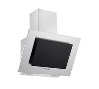 Respekta Cappa aspirante senza testa/Cappa inclinata di 60 cm/Alloggiamento in acciaio inox con paralume in vetro nero/Funzione di scarico dell'aria e ricircolo / CH2060SBM / B / 57 - 63 dB