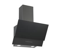 Respekta Cappa aspirante senza testa / Cappa inclinata di 60 cm / Alloggiamento in acciaio inox con paralume in vetro nero / Funzione di scarico dell'aria e ricircolo / CH66060BSGA / A / 42-63 dB