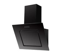 Respekta Cappa aspirante senza testa / Cappa aspirante inclinata 60 cm / Alloggiamento in metallo con paralume in vetro nero / Funzione di scarico e ricircolo / CH22010SBZ / B / 54 - 62 dB