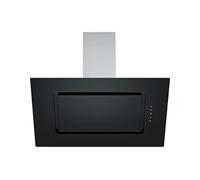 Respekta Cappa da cucina senza testa / Cappa inclinata di 90 cm / Alloggiamento in metallo con paralume in vetro in nero / Funzione di scarico e ricircolo / CH99040-90S / A / 42-62 dB