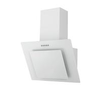 Respekta Cappa aspirante senza testa/Cappa inclinata 60 cm/Alloggiamento in metallo con paralume in vetro bianco/Funzione di scarico e ricircolo / CH21060WBZ / B / 54 - 62 dB