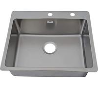 Respekta Chicago Lavello in Acciaio Inox/Lavello da Incasso 1 Vasca in 60 x 50 cm/Lavello in Acciaio Inox adatto per basi da 60 cm di larghezza