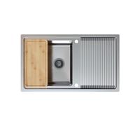 Respekta Chicago Lavello in Acciaio Inox / Lavello da Incasso 1 Vasca in 86 x 50 cm/Lavello in Acciaio Inox adatto per basi da 50 cm di larghezza