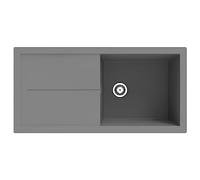 Respekta Cleveland Lavello in Mineralite Grigio/Lavello ad Incasso con 1 Vasca da 100 x 50 cm/Lavello adatto per basi sottolavello a partire da 60 cm di larghezza